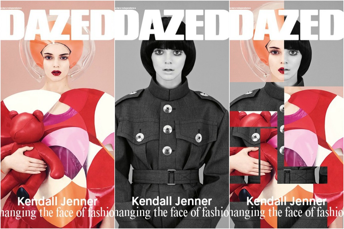 Kendall Jenner nas três versões da nova capa da "Dazed" ©Reprodução