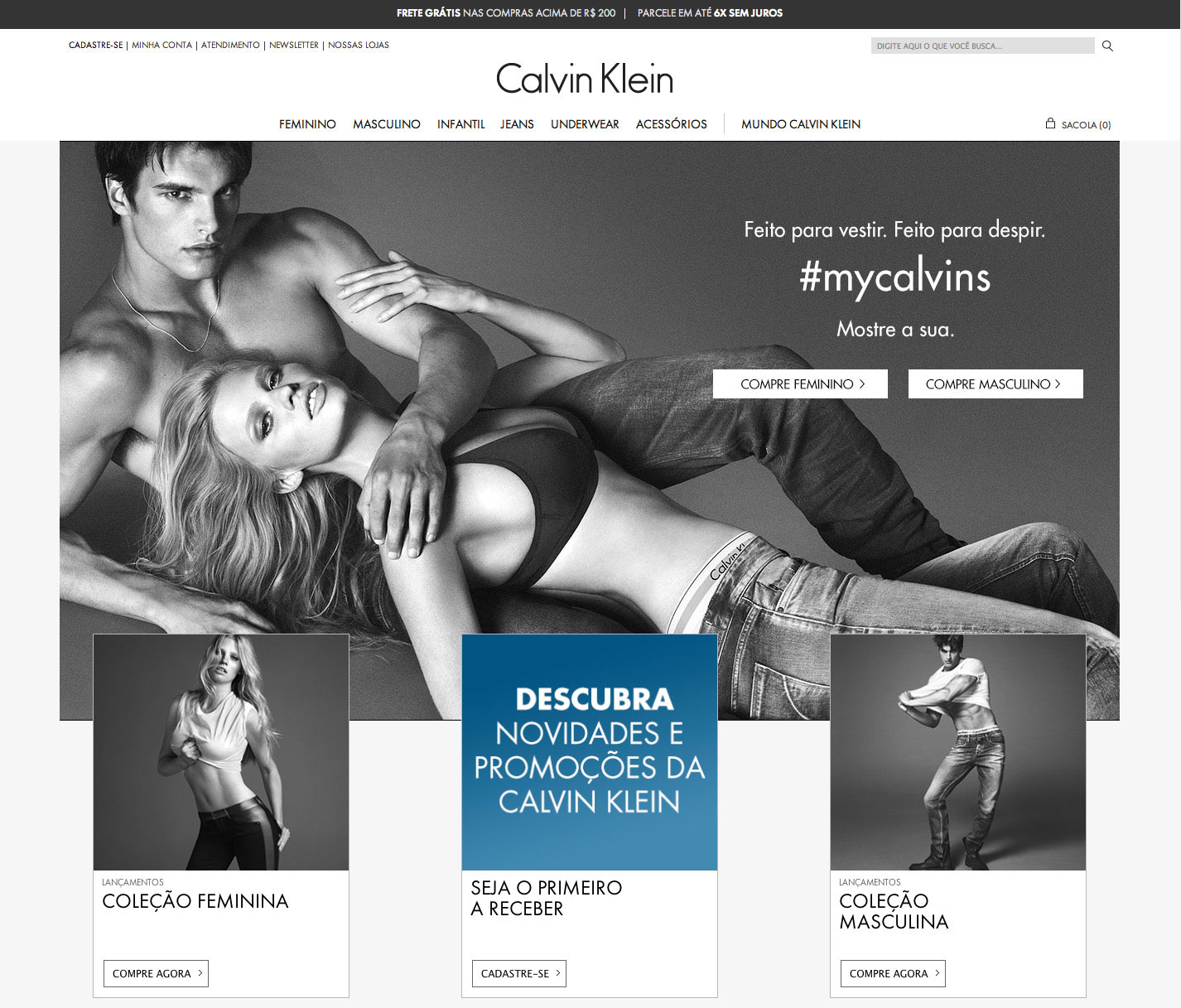 Calvin Klein lança loja online brasileira ©Divulgação