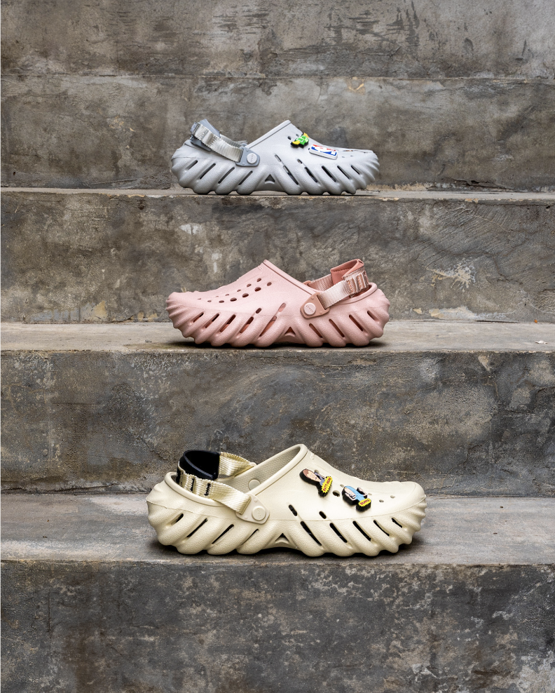 A silhueta icônica da Echo Clog une o estilo street da moda urbana ao conforto pelo qual a Crocs já é reconhecida