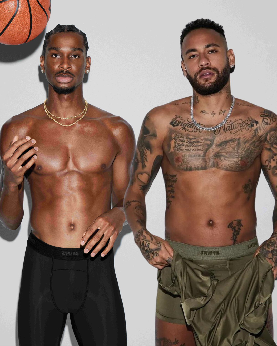 Neymar aparece de cueca na campanha da Skims, de Kim Kardashian