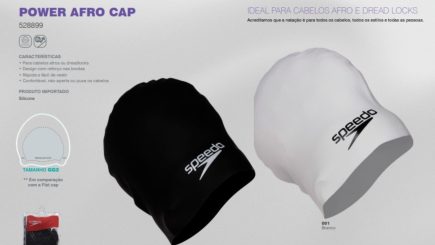 Imagem ilustra toucas recém-lançadas pela Speedo, nas cores preto e branco