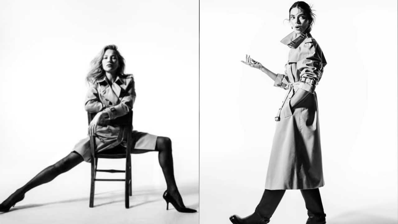 Kate Moss revive visual icônico em campanha de 170 anos da Burberry com Kendall Jenner