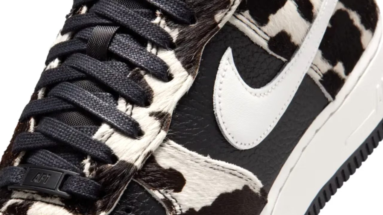 Nike reinventa clássico Air Force 1 com estampa divertida de vaca com logo repaginado