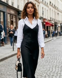 Camisa de botão + vestido de alcinha