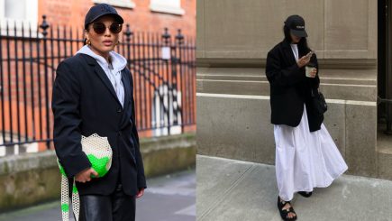 Silhueta oversized e boné