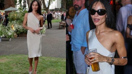 Zoë Kravitz de seda branca em festa