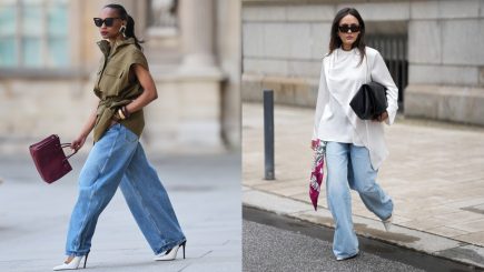 Jeans barrel leg e blusa fluida