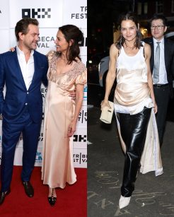 Looks de cetim de Katie Holmes