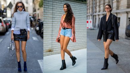 Com minissaia e shorts