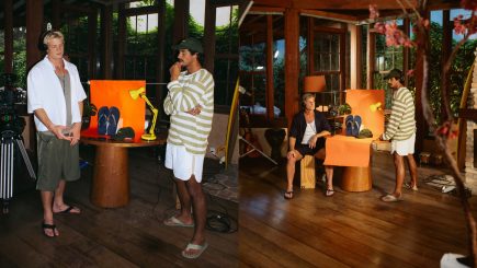 Marcello Novaes com os filhos em campanha da Havaianas
