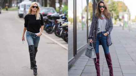 Calça skinny e cano longo